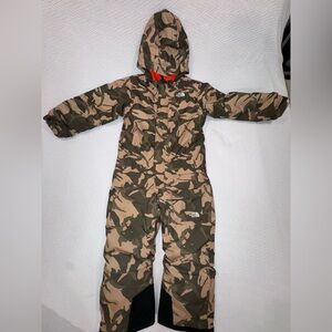 The North Face camo one piece snowsuit.